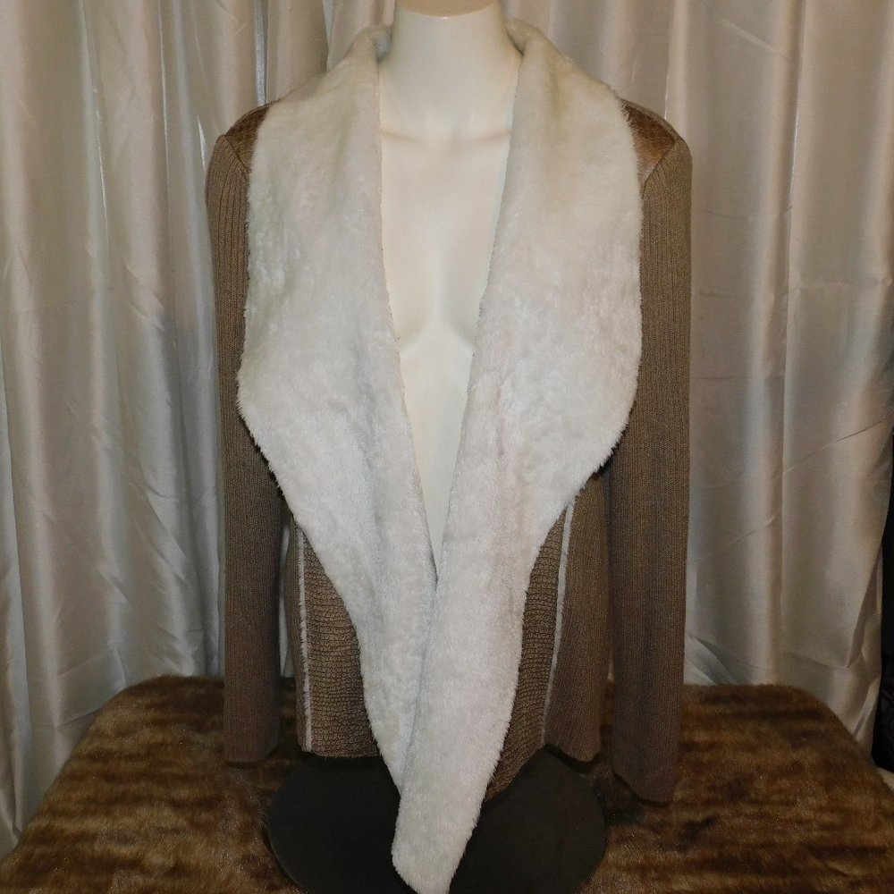 Alfred Dunner Cardigan Crocodile Print Open Front - image 1